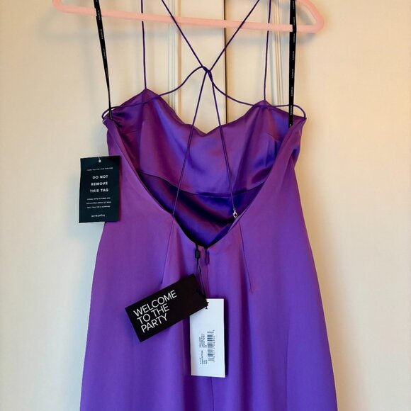 NWT RETROFETE Lucinda Orchid 90s Satin Square Neck Sleeveless Open Back Gown XS - Picture 4 of 7